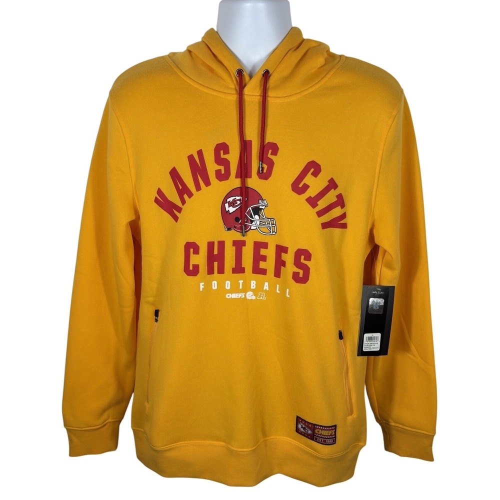 NFL Kansas City Chiefs Football Hoodie Size Medium Yellow Sweatshirt NWT - 826